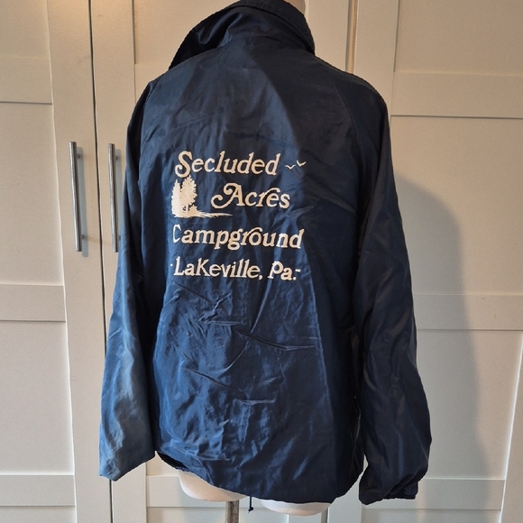 Sportsmaster 80's Blue Button Front Secluded Acres Campground Jacket Sz Medium - Picture 1 of 4
